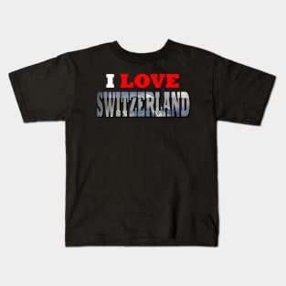 I Love Switzerland Snow Capped Mountain Kids T-Shirt